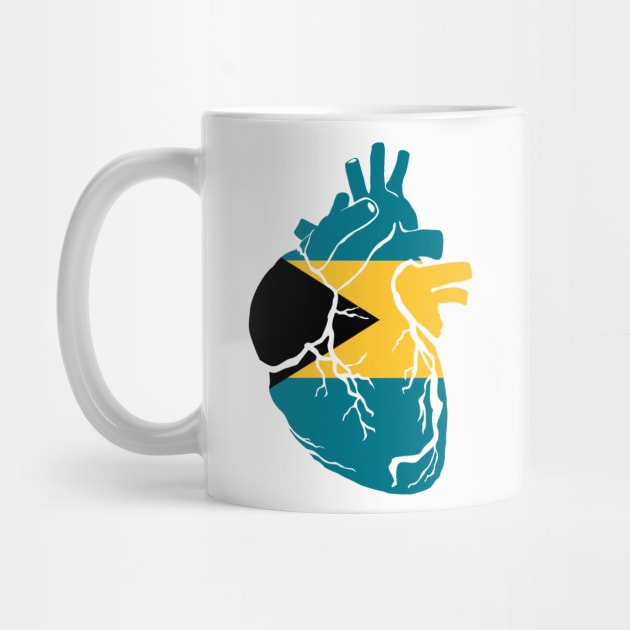 Bahamas Flag, Anatomical Heart Design by Bun Art Store